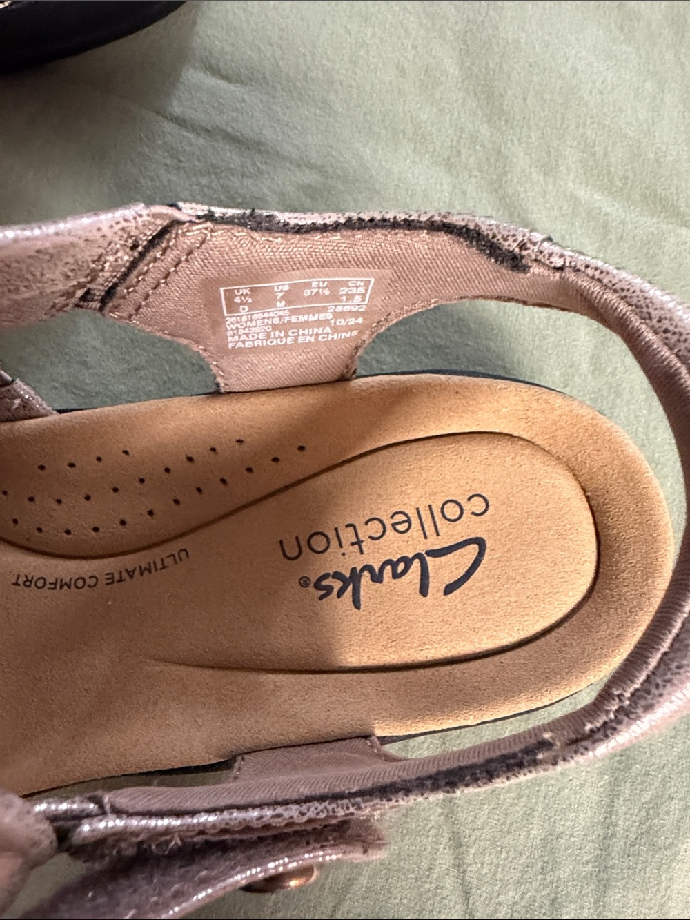 Clarks Metallic Taupe Strappy Comfort Sandals - Picture 2 of 6
